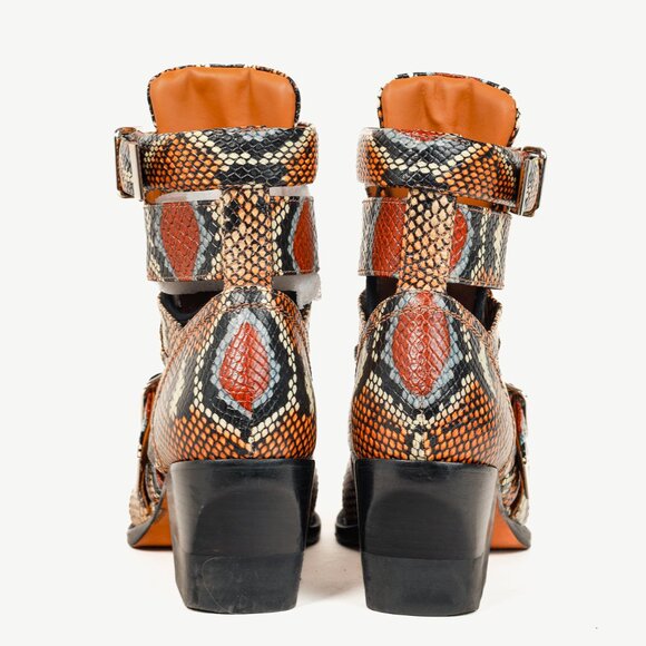 Chloe Rylee Multicolor Purple Python-Print Leather Ankle Boots - Picture 3 of 10